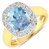 Image 1 : 14KT Yellow Gold 3ct Aquamarine and Diamond Ring