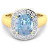 Image 3 : 14KT Yellow Gold 3ct Aquamarine and Diamond Ring