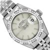 Image 2 : Rolex Ladies Stainless Steel Pyramid Diamond Bezel Date Watch
