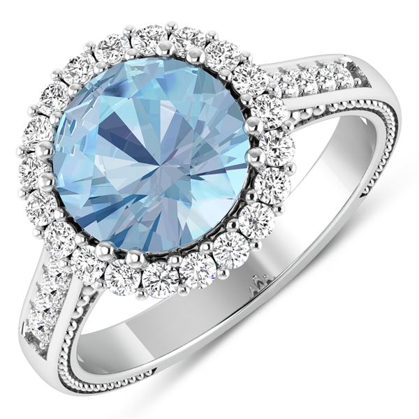 14KT White Gold 2.75ctw Aquamarine and Diamond Ring