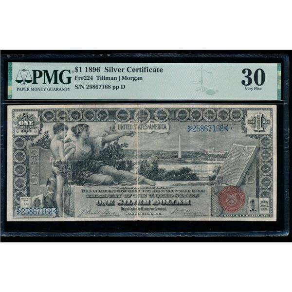 1896 $1 Educational Silver Certificate PMG 30