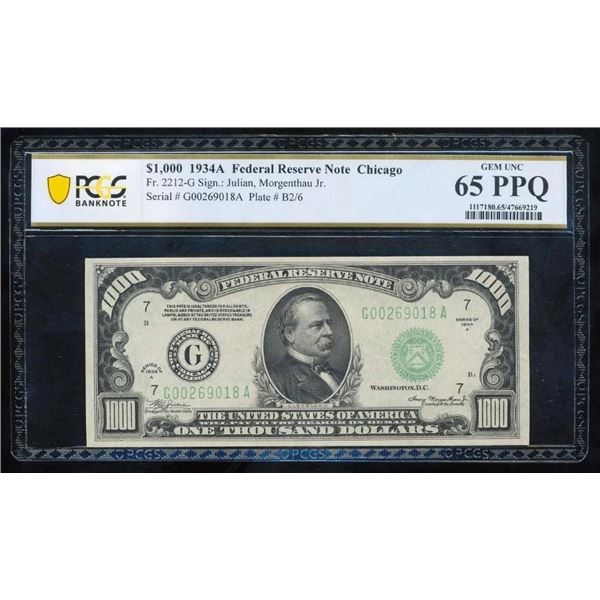 1934A $1000 Chicago FRN PCGS 65PPQ