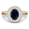 Image 3 : 14KT Yellow Gold 1.3ctw Blue Sapphire and Diamond Ring