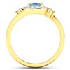 Image 4 : 14KT Yellow Gold 0.51ctw Aquamarine and Diamond Ring