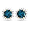 Image 1 : 14KT Yellow Gold 1.6ctw London Blue Topaz and Diamond Earrings