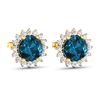 Image 3 : 14KT Yellow Gold 1.6ctw London Blue Topaz and Diamond Earrings