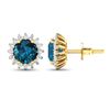 Image 4 : 14KT Yellow Gold 1.6ctw London Blue Topaz and Diamond Earrings
