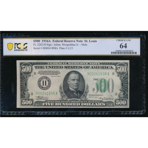 1934A $500 St Louis FRN PCGS 64
