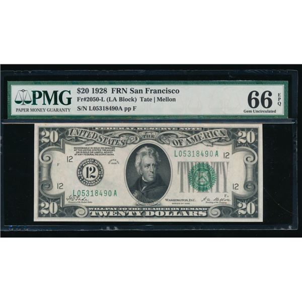 1928 $20 San Francisco FRN PMG 66EPQ