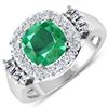 Image 1 : 14KT White Gold 2.07ct Zambian Emerald and Diamond Ring