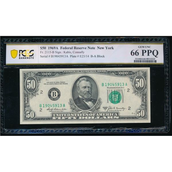 1969A $50 New York FRN PCGS 66PPQ