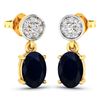 Image 2 : 14KT Yellow Gold 1.5ctw Blue Sapphire and Diamond Earrings
