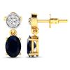 Image 4 : 14KT Yellow Gold 1.5ctw Blue Sapphire and Diamond Earrings