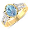 Image 1 : 14KT Yellow Gold 1.28ctw Aquamarine and Diamond Ring