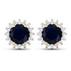 Image 1 : 14KT Yellow Gold 2.2ctw Blue Sapphire and Diamond Earrings