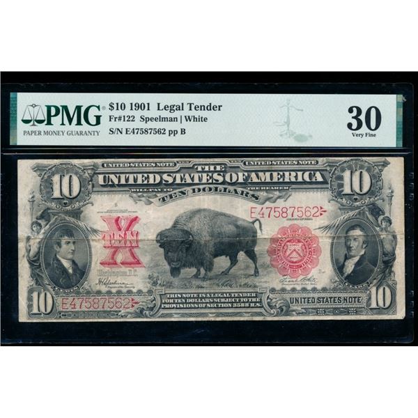 1901 $10 Bison Legal Tender Note PCGS 30
