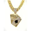 Dazzling 18 Kt Gold Plate Royal Flush Pendant Necklace