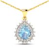 14KT Yellow Gold 2.3ctw Aquamarine and Diamond Pendant