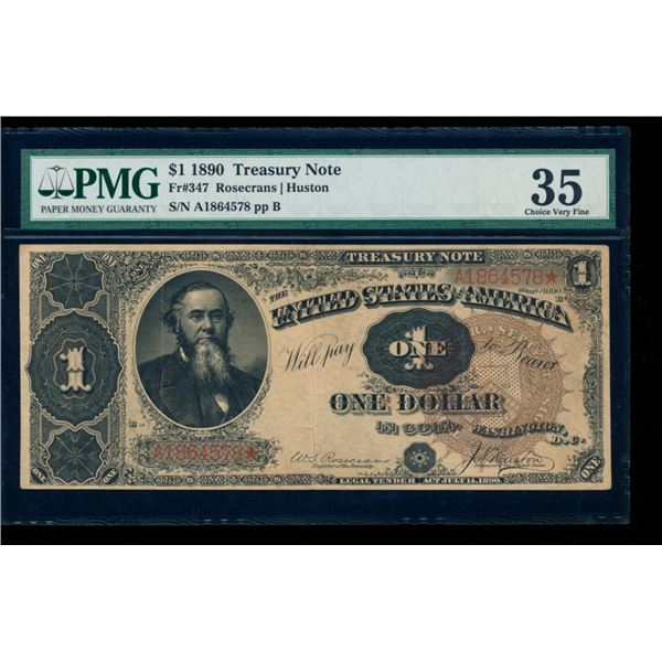 1890 $1 Treasury Note PMG 35