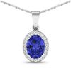Image 1 : 14KT White Gold 1.6ctw Tanzanite and Diamond Pendant