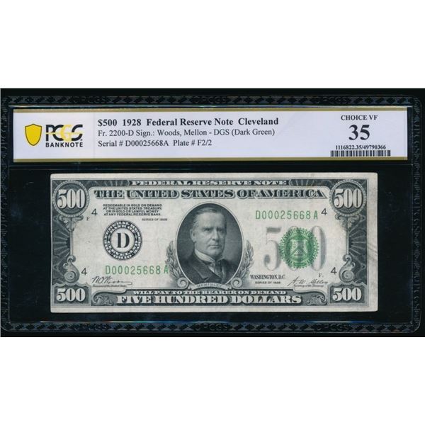 1928 $500 Cleveland FRN PCGS 35