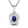 Image 2 : 14KT White Gold 1.3ct Blue Sapphire and Diamond Pendant with Chain