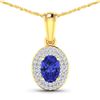 Image 1 : 14KT Yellow Gold 0.62ctw Tanzanite and Diamond Pendant