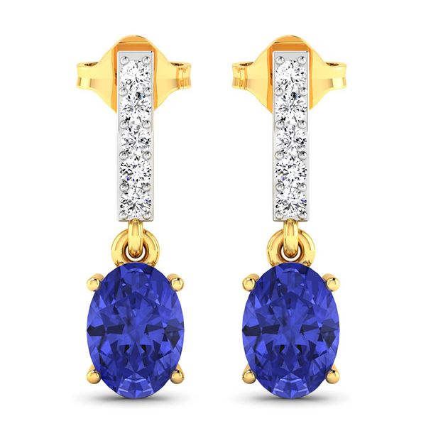 14KT Yellow Gold 1.24ctw Tanzanite and Diamond Earrings