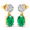 Image 2 : 14KT Yellow Gold 1.12ctw Zambian Emerald and Diamond Earrings