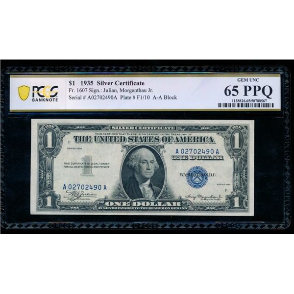1935 $1 Silver Certificate PCGS 65PPQ