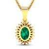 Image 3 : 14KT Yellow Gold 1.1ctw Zambian Emerald and Diamond Pendant
