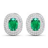 Image 1 : 14KT White Gold 1.12ctw Zambian Emerald and Diamond Earrings