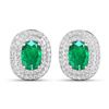 Image 2 : 14KT White Gold 1.12ctw Zambian Emerald and Diamond Earrings