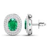 Image 4 : 14KT White Gold 1.12ctw Zambian Emerald and Diamond Earrings