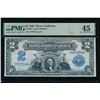 Image 1 : 1899 $2 Mini Porthole Silver Certificate PMG 45
