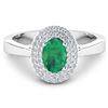 Image 1 : 14KT White Gold 0.70ct Zambian Emerald and Diamond Ring