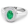 Image 3 : 14KT White Gold 0.70ct Zambian Emerald and Diamond Ring