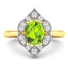 Image 3 : 14KT Yellow Gold 1.05ctw Peridot and Diamond Ring
