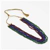 Image 2 : Beautiful 6 Strand Natural Ruby, Emerald and Blue Sapphire Necklace
