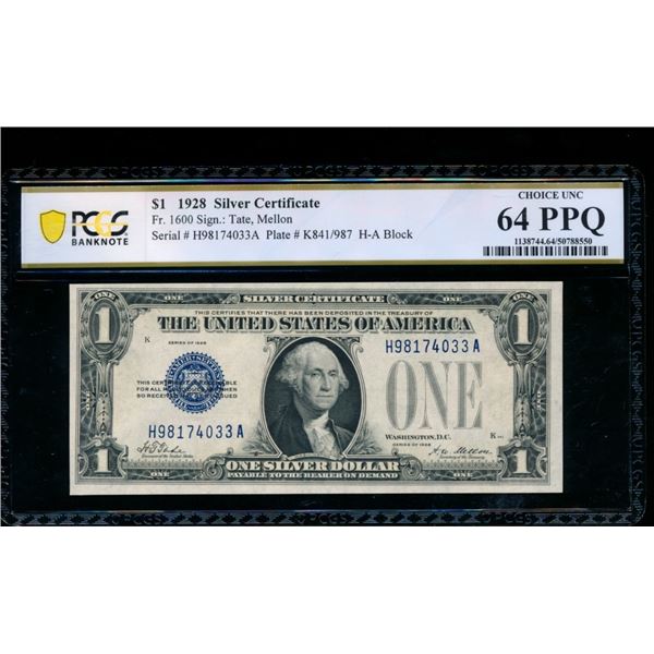 1928 $1 Silver Certificate PCGS 64PPQ