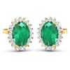Image 3 : 14KT Yellow Gold 2.00ctw Emerald and Diamond Earrings