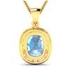 Image 3 : 14KT Yellow Gold 3ctw Aquamarine and Diamond Pendant