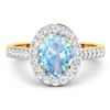 Image 3 : 14KT Yellow Gold 1.28ctw Aquamarine and Diamond Ring