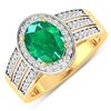 Image 1 : 14KT Yellow Gold 1.53ctw Zambian Emerald and Diamond Ring