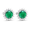 Image 3 : 14KT White Gold 1.36ctw Zambian Emerald and Diamond Earrings