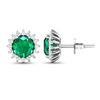 Image 4 : 14KT White Gold 1.36ctw Zambian Emerald and Diamond Earrings