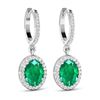 Image 3 : 14KT White Gold 2ctw Zambian Emerald and Diamond Earrings