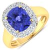 14KT Yellow Gold 2.9ct Tanzanite and Diamond Ring