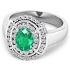 Image 3 : 14KT White Gold 1ct Zambian Emerald and Diamond Ring
