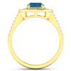 Image 4 : 14KT Yellow Gold 1.1ctw London Blue Topaz and Diamond Ring